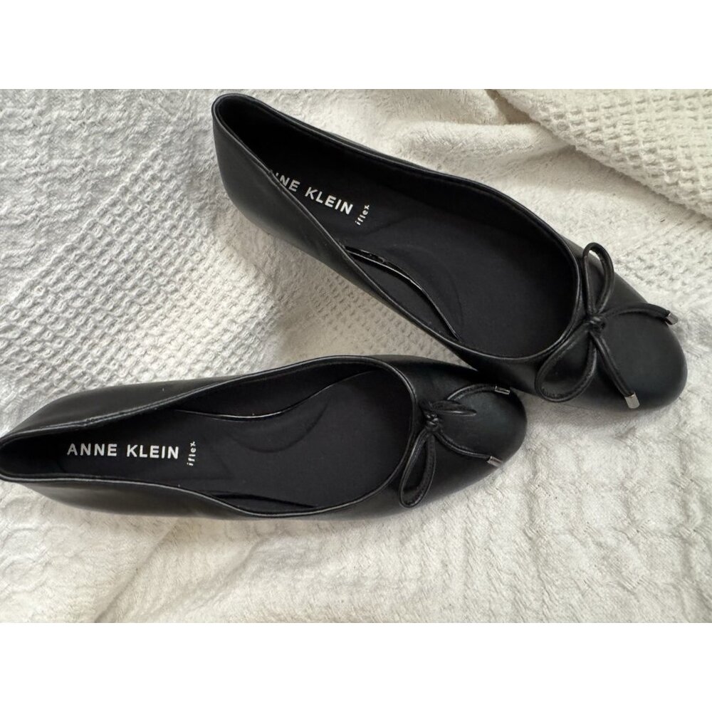 Anne Klein Women’s 9 Black Gemma Ballet Flats Slip On I-Flex Shoes Bow NEW